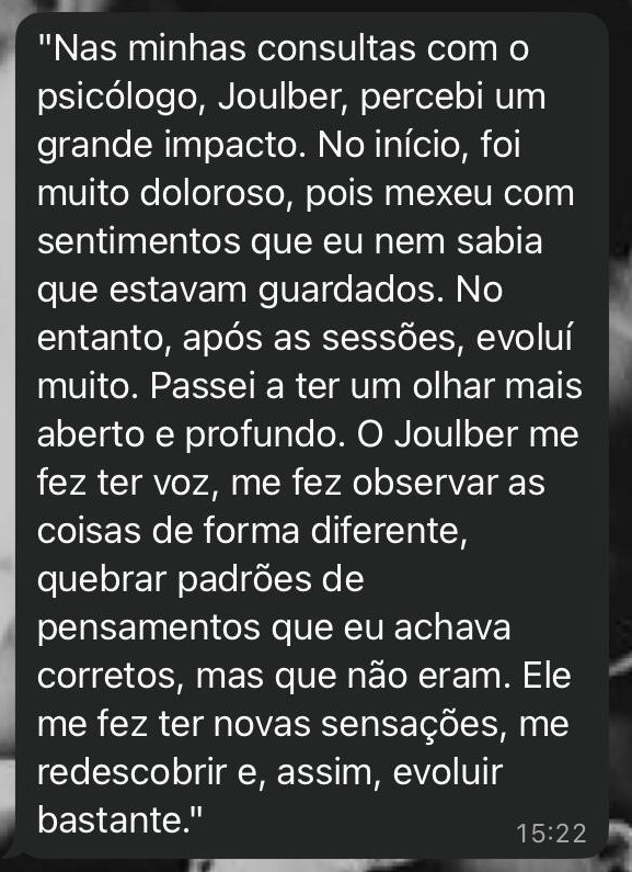 Segundo print de depoimento de paciente recebido por WhatsApp
